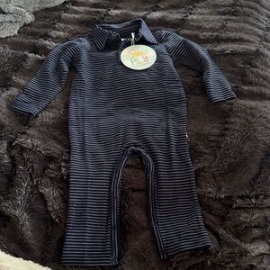 Little Sleepies Navy Striped Footie
